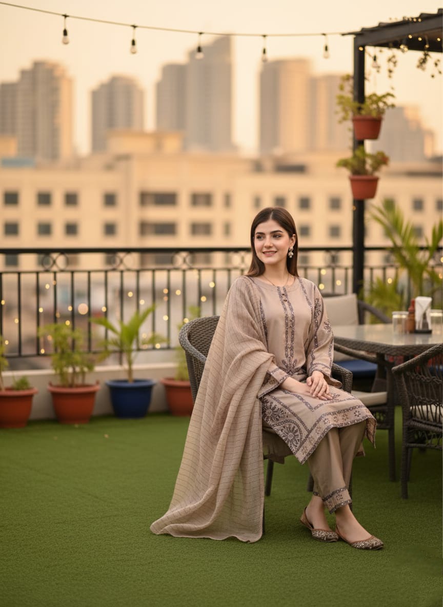 Dhanak 3 Piece Embroidered Dress -260