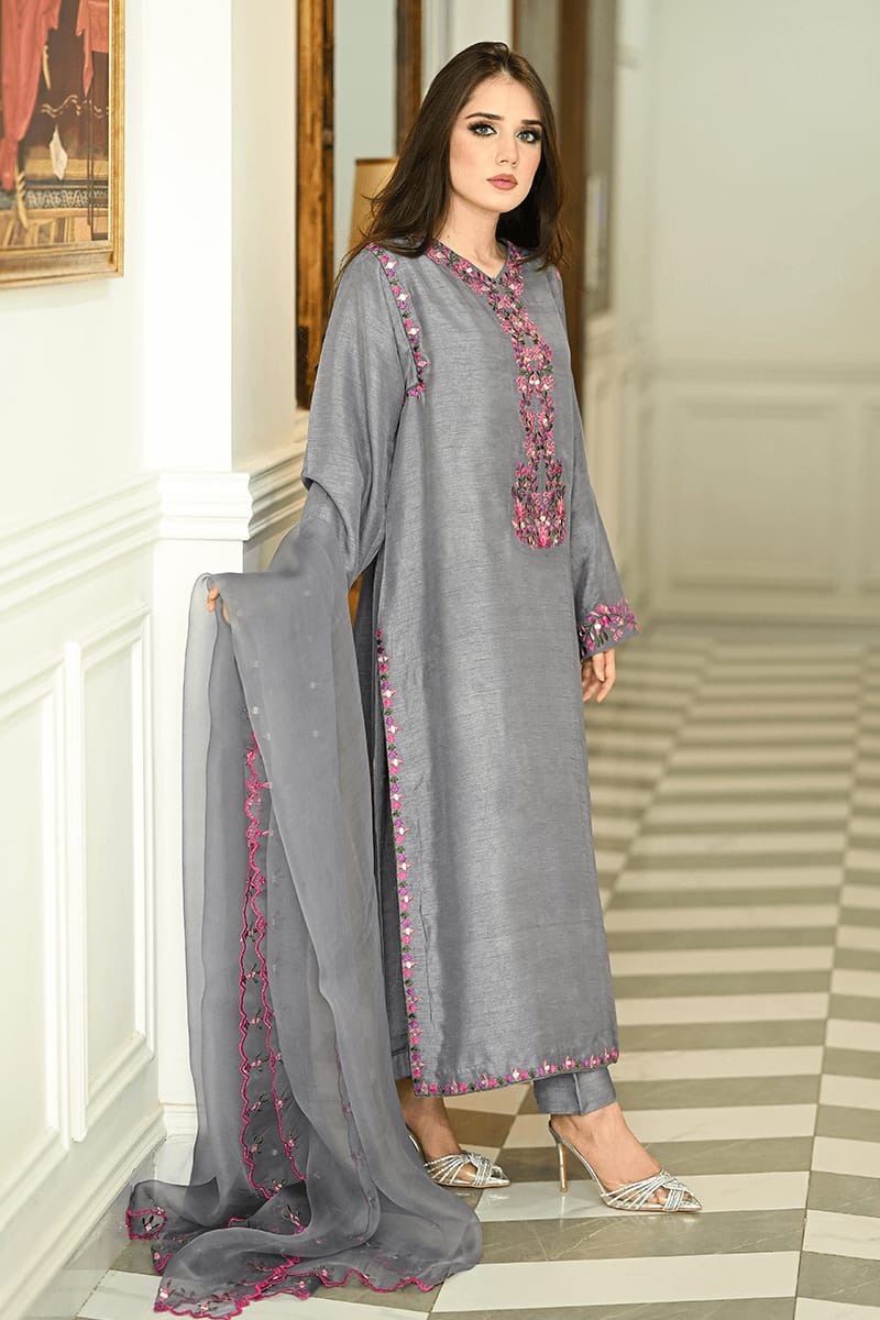 Summer Unstitched 3PCs Embroidered Lawn Dress With Manaar Dupatta - 315