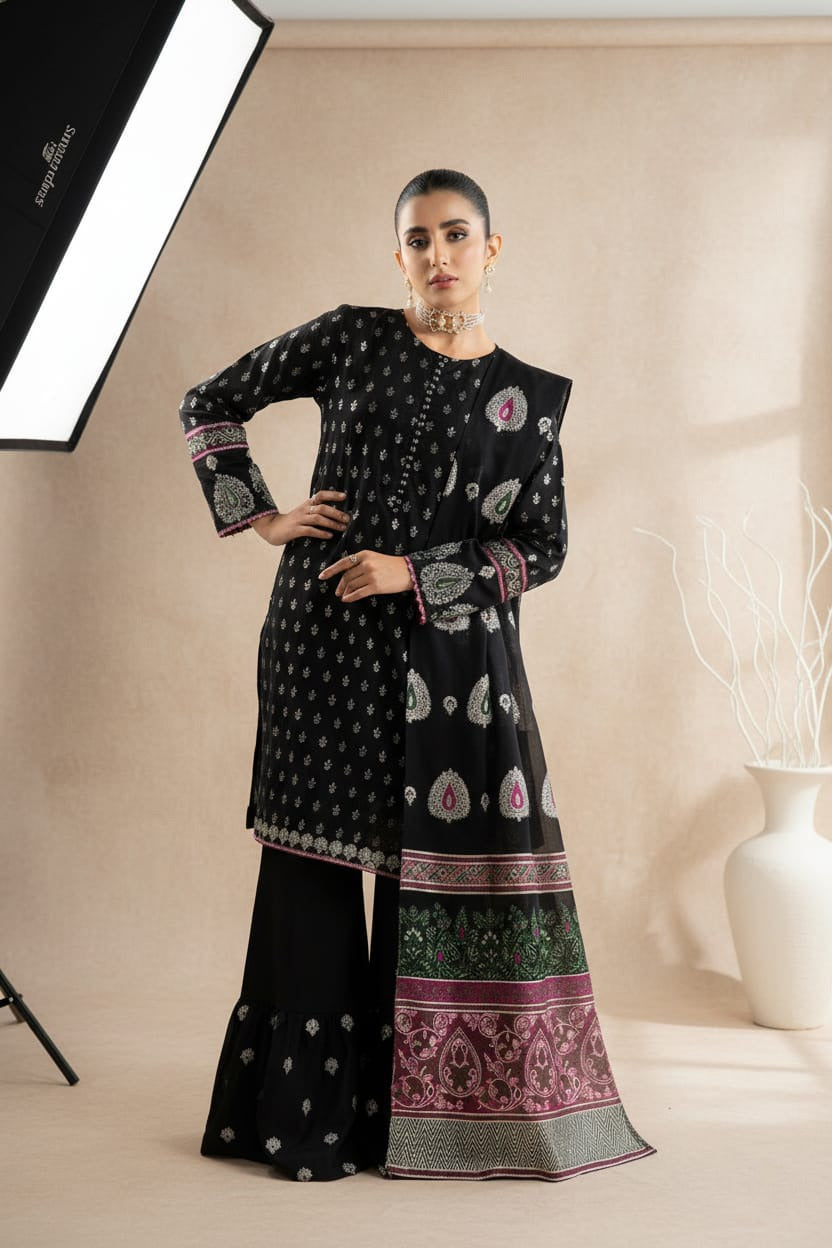 Dhanak 3 Piece Embroidered Dress - 267