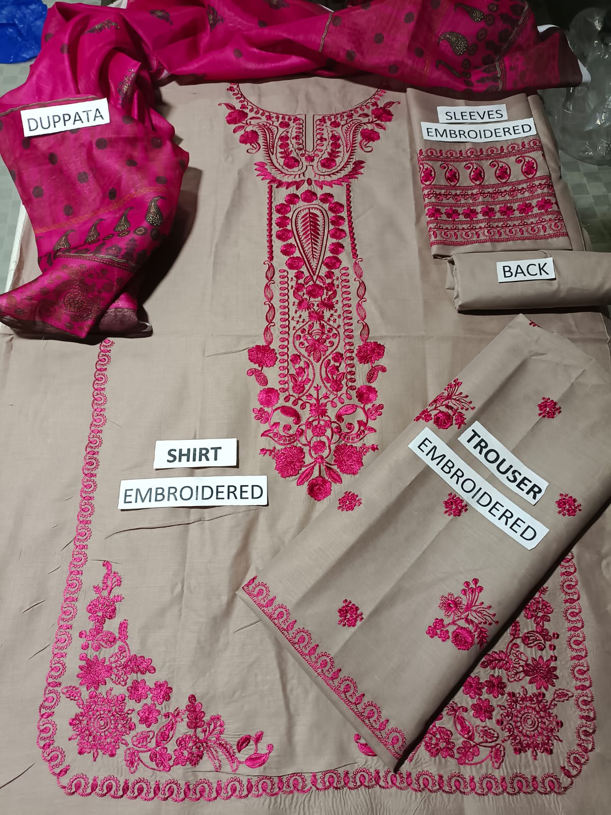 Summer Unstitched 3PCs Embroidered Lawn Dress With Monaar Lawn Dupatta - 455