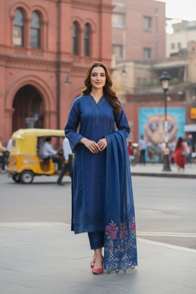 Dhanak 3 Piece Embroidered Dress - 266