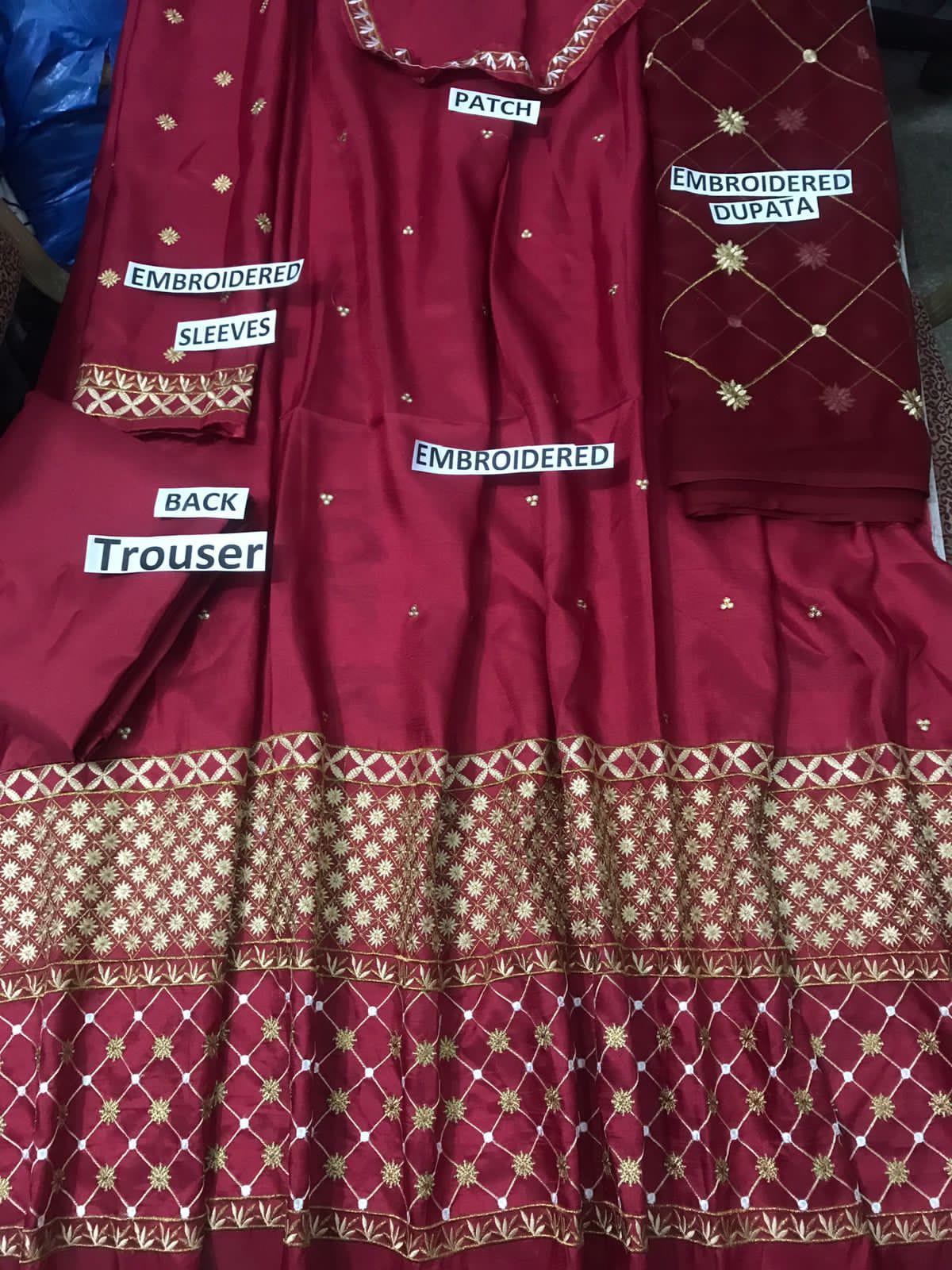 Kataan Silk 3 Piece Embroidered Frock -159