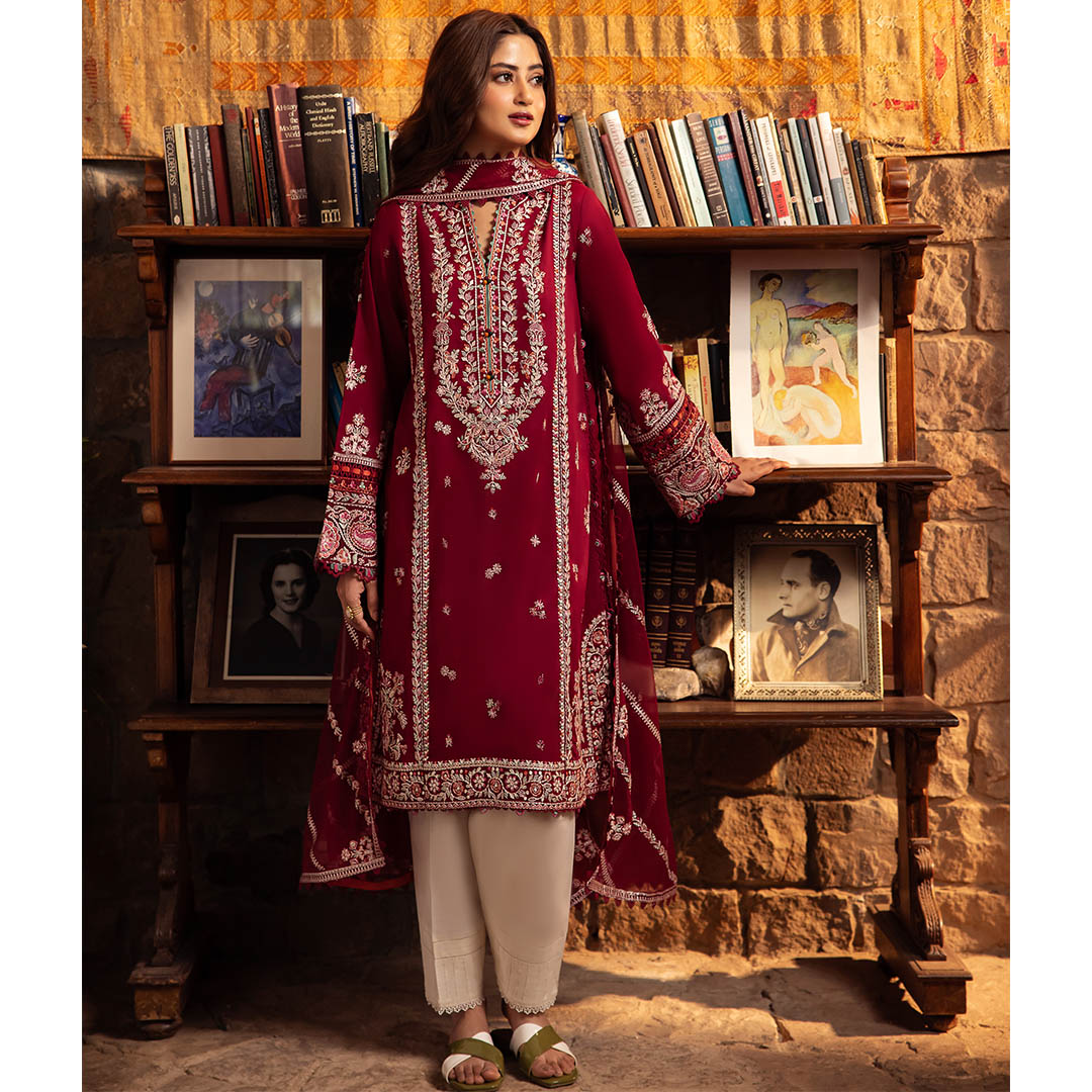 Lawn 3 Piece Embroidered Dress -194
