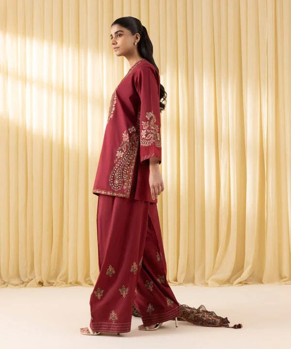 Summer Unstitched 3PCs Embroidered Lawn Dress With Manaar Dupatta - 359