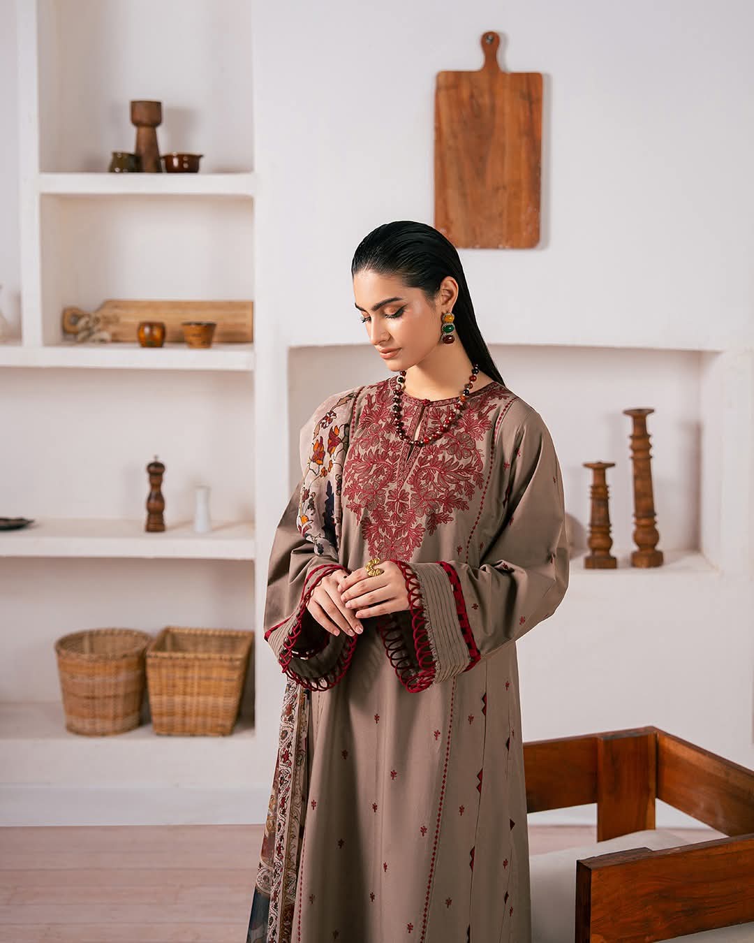 Dhanak 3 Piece Embroidered Dress - 408