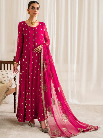 Chiffon 3 Piece Sequin Embroidered Dress - 403