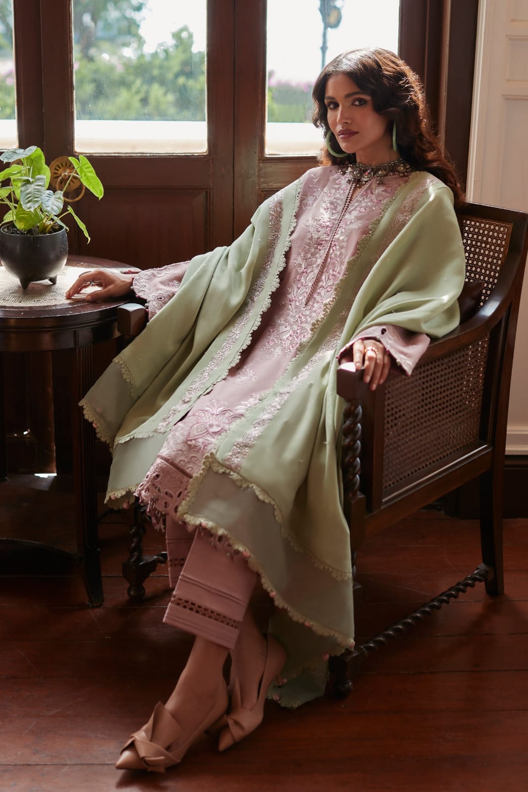 Summer Unstitched 3PCs Embroidered Lawn Dress With Polyester Chiffon Dupatta -153