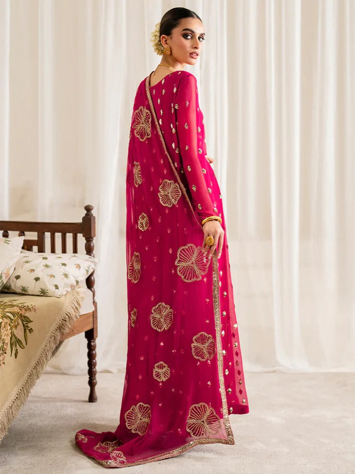 Chiffon 3 Piece Sequin Embroidered Dress - 403