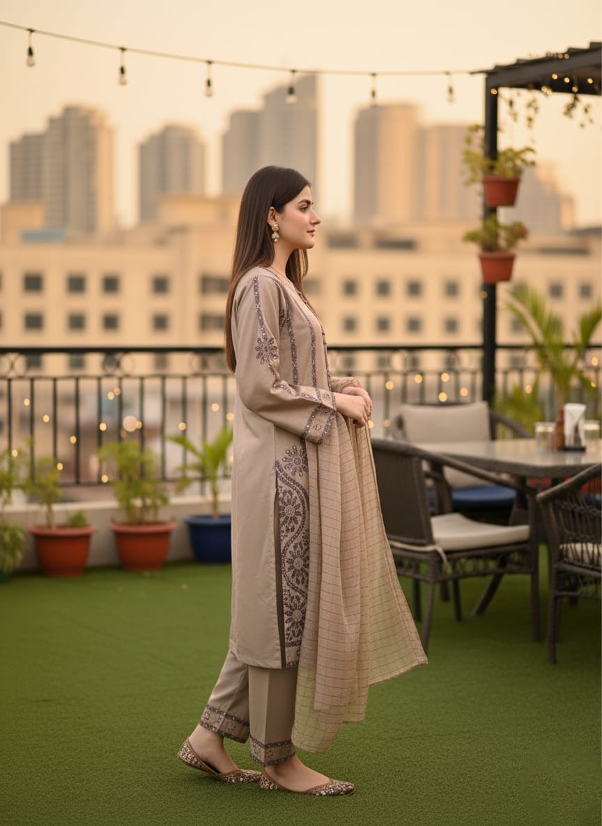 Dhanak 3 Piece Embroidered Dress -260
