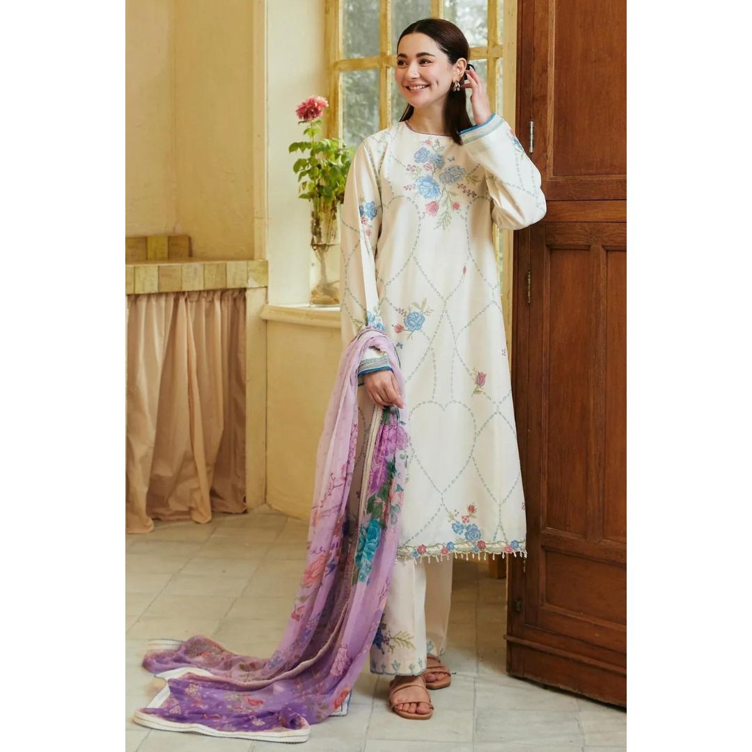 Lawn Unstitched 3 Piece Embroidered Dress -196