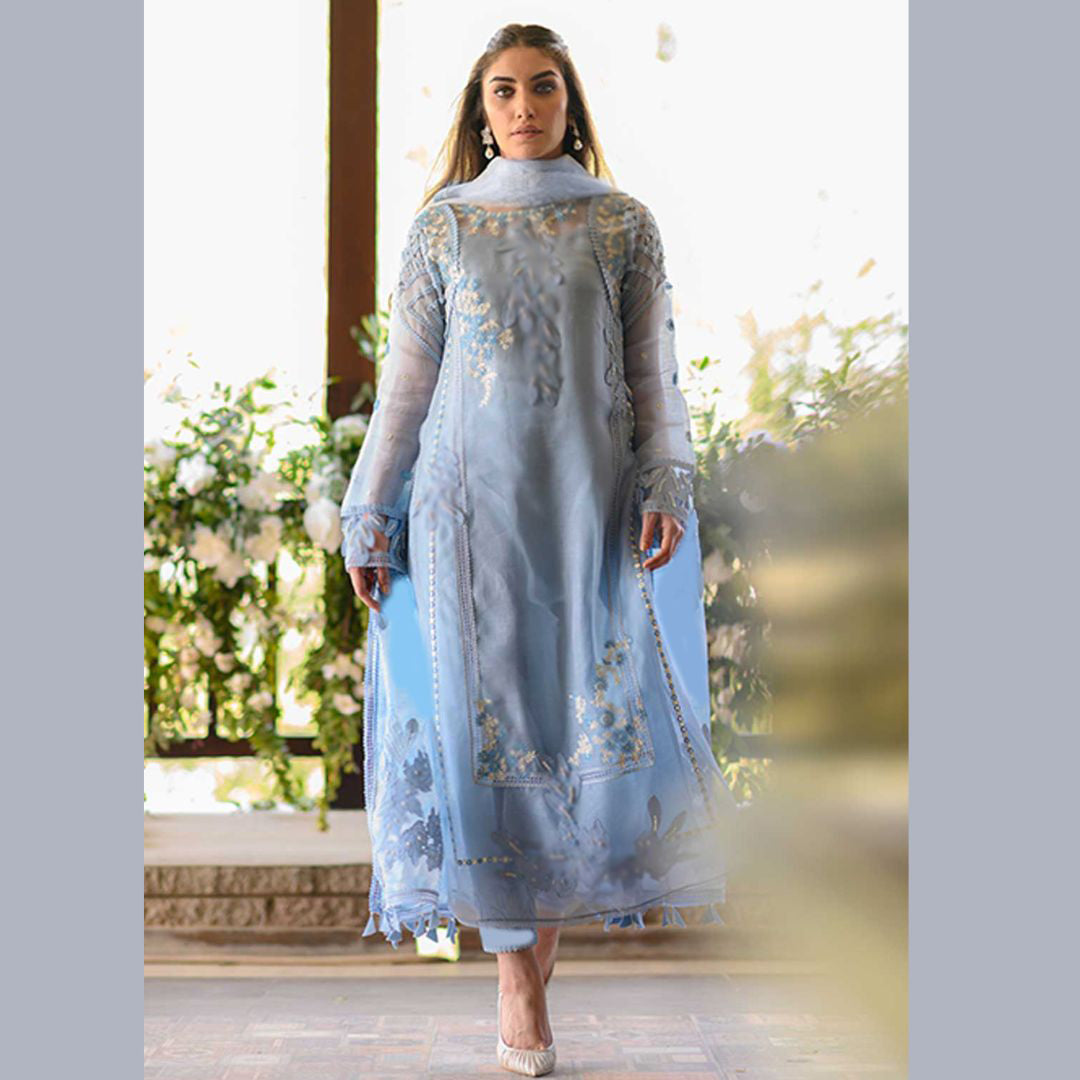 Organza 3 Piece Embroidered Dress - 150