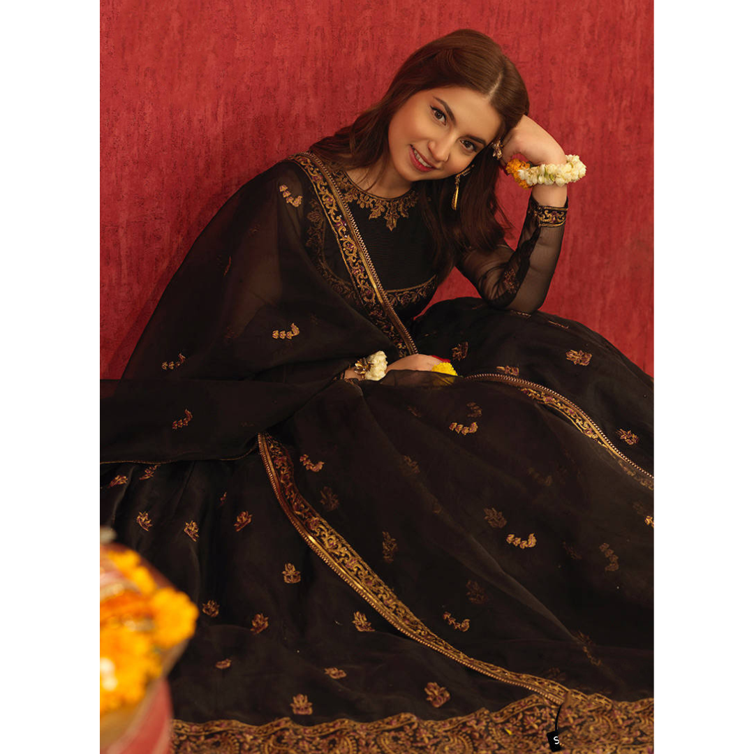 Organza 3 Piece Embroidered Frock - 56