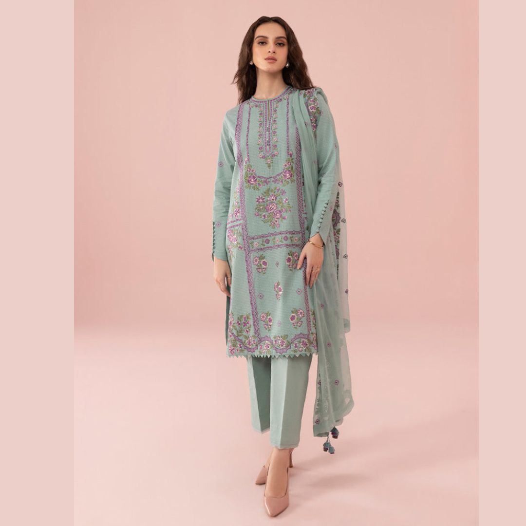 Lawn Unstitched 3 Piece Embroidered Dress - 305