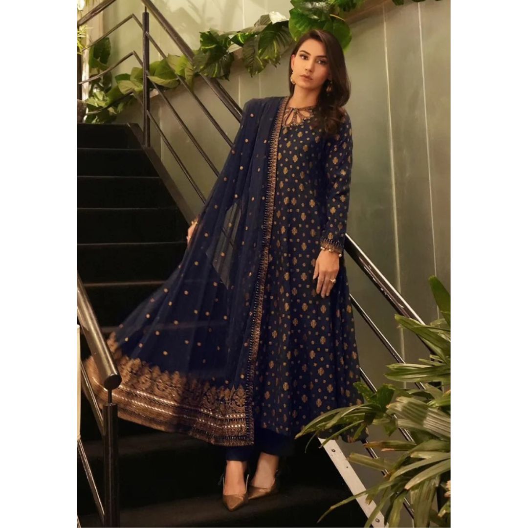 Poly Viscose 3 Piece Embroidered Frock - 115