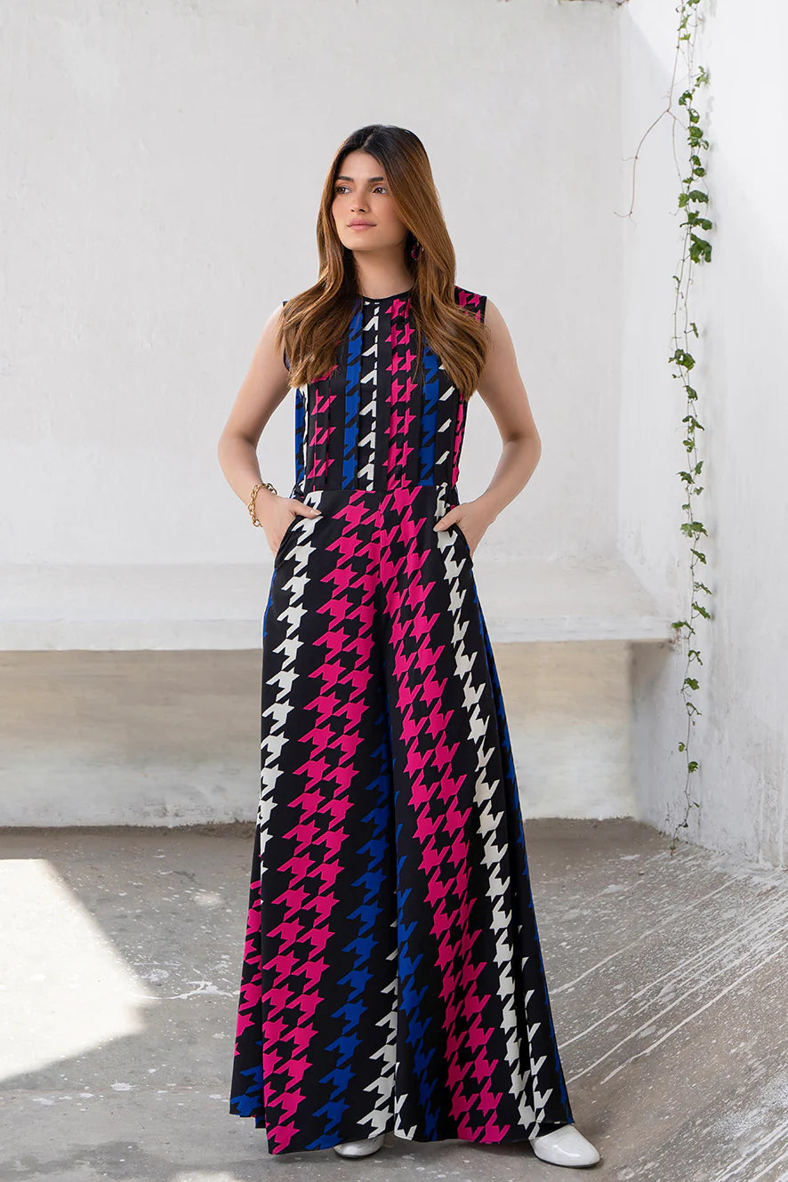 Satin Silk Digital Printed 2 Piece Dress - 397
