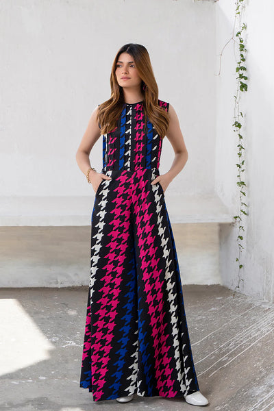 Satin Silk Digital Printed 2 Piece Dress - 397