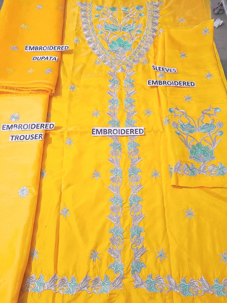 Kataan Silk Unstitched 3 Piece Embroidered Dress - 42