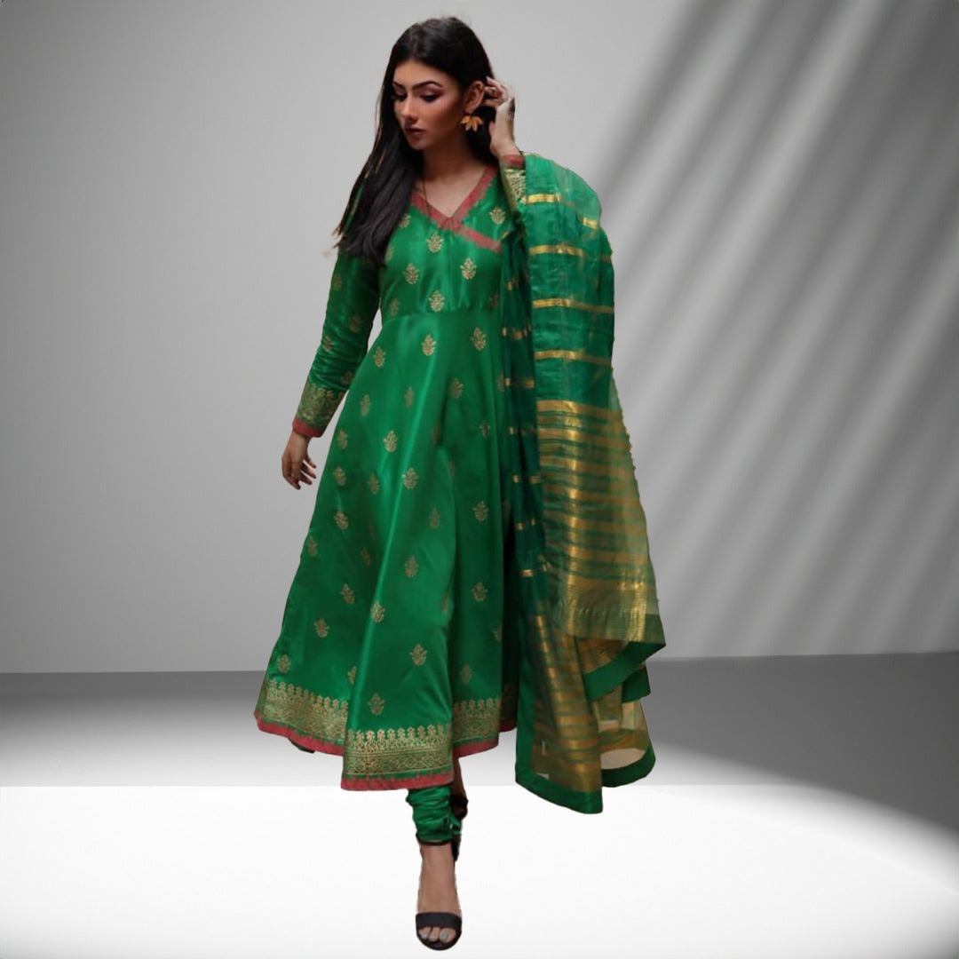Kataan Silk Unstitched 3 Piece Embroidered Frock - 21