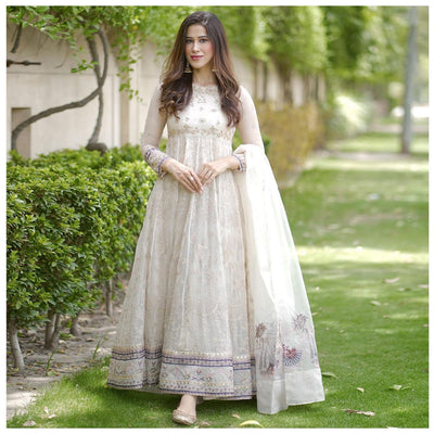 Organza 3 Piece Embroidered Frock - 58