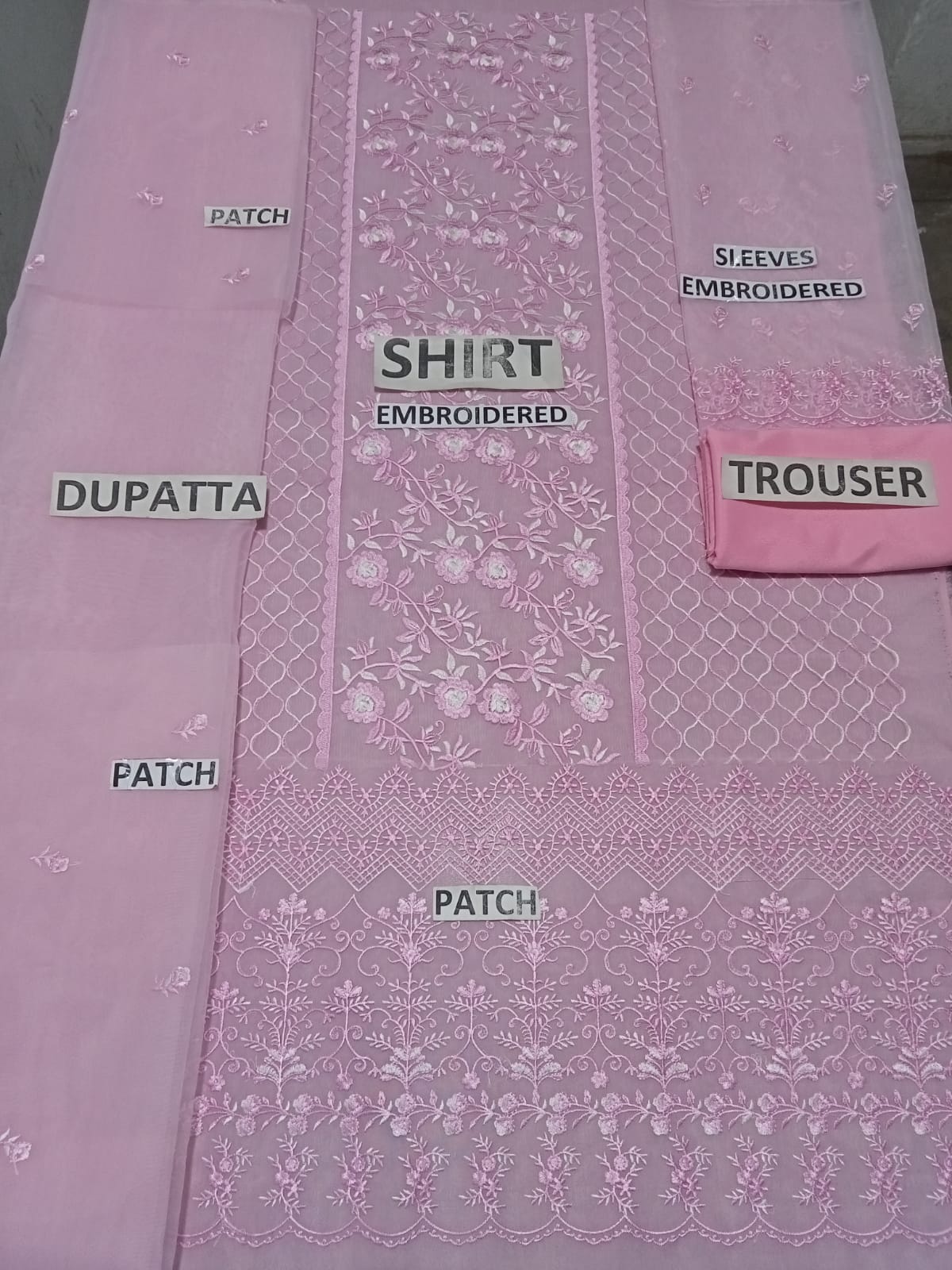Organza 3 Piece Embroidered Dress - 118