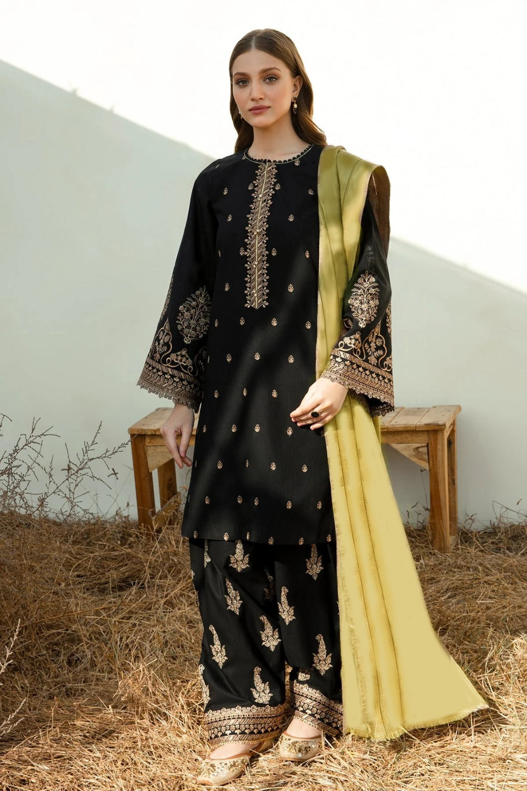 Winter 3PC Dhanak Embroidered Suit - 249