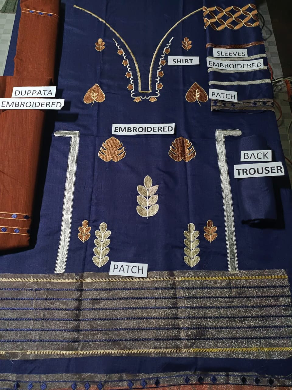 Dhanak 3 Piece Embroidered Dress -197