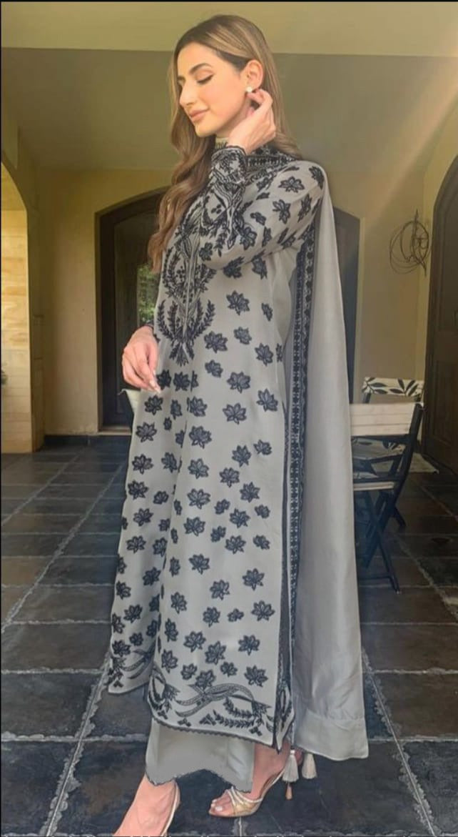 Dhanak 3 Piece Embroidered Dress - 381