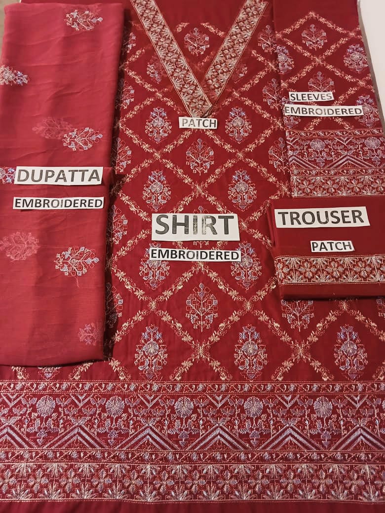 Khaddar 3 Piece Embroidered Dress -280