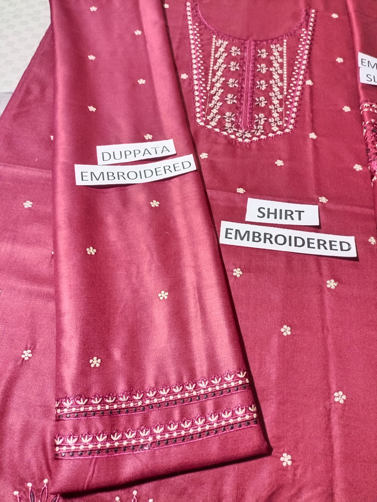 Dhanak Unstitched 3 Piece Embroidered Dress - 289