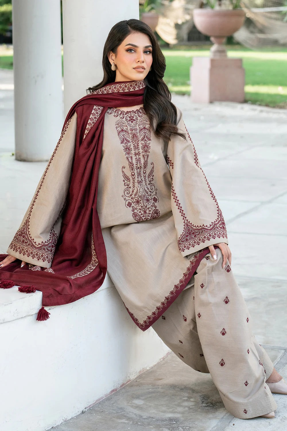 Lawn 3 Piece Embroidered Dress - 344