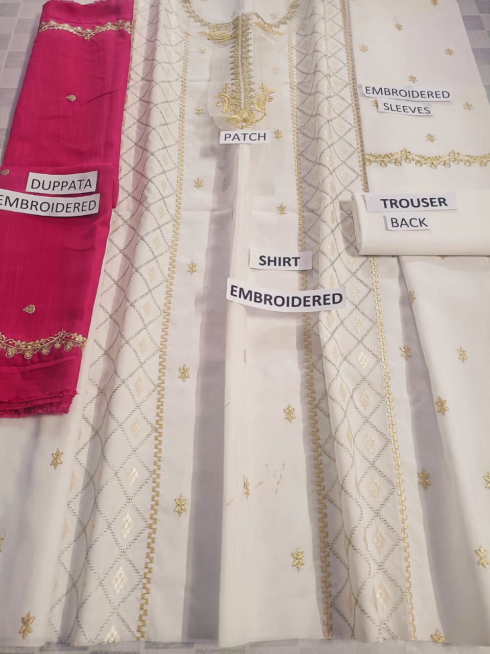 Summer Unstitched 3PCs Embroidered Lawn Dress With Monar Dupatta -179