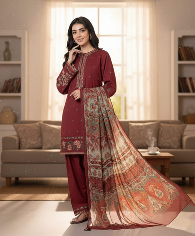 Dhanak 3 Piece Embroidered Dress - 254