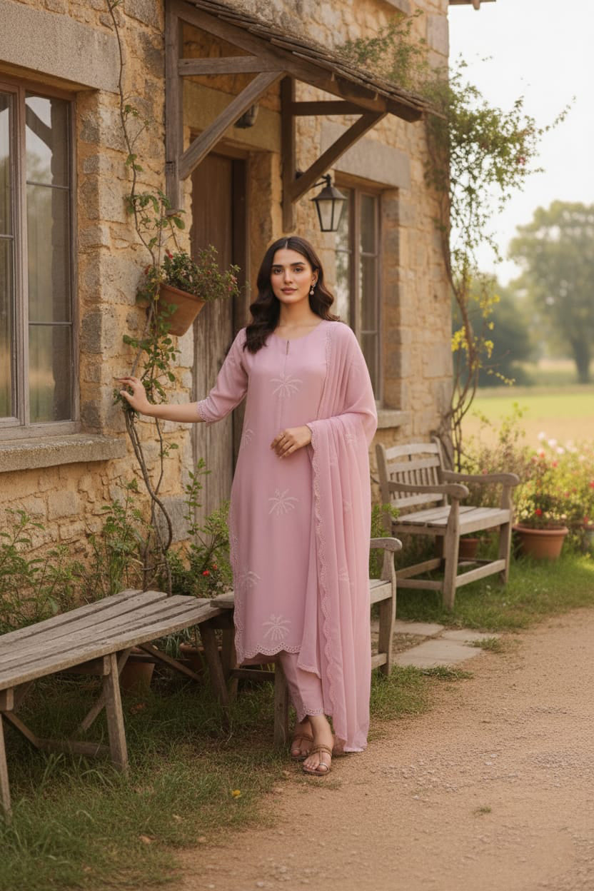 Khaddar 3 Piece Embroidered Dress - 257