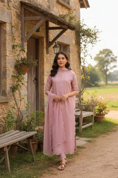 Khaddar 3 Piece Embroidered Dress - 257