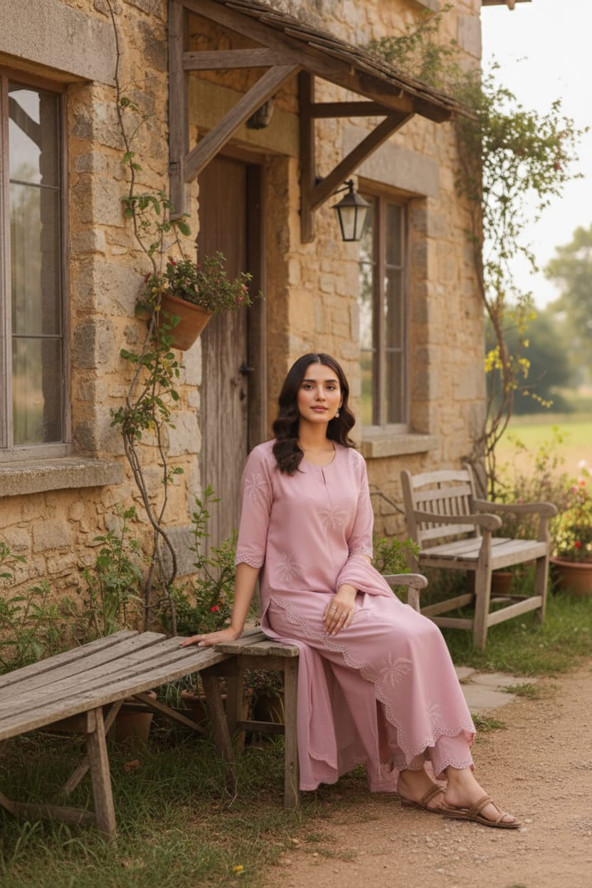 Khaddar 3 Piece Embroidered Dress - 257