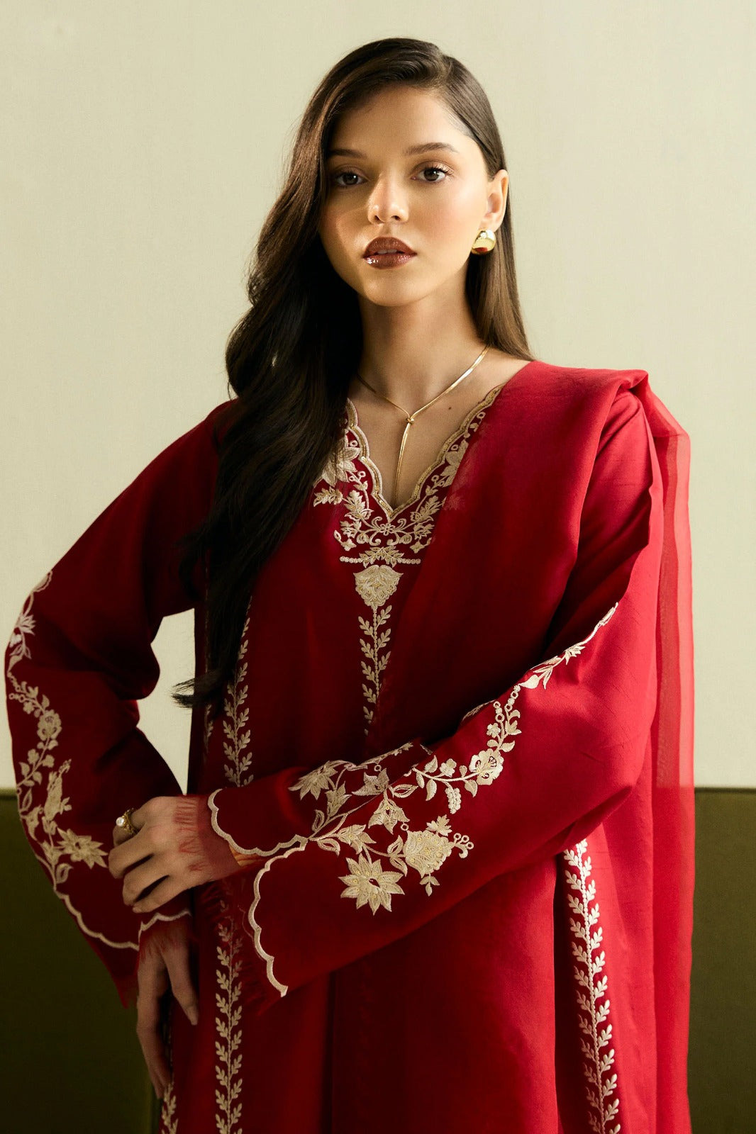 Dhanak 3 Piece Embroidered Dress - 405