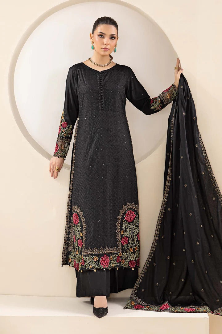 Khaddar 3 Piece Sequin Embroidered Dress - 393