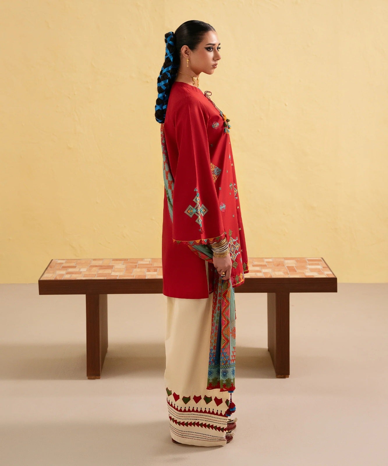 Dhanak 3 Piece Embroidered Dress - 406
