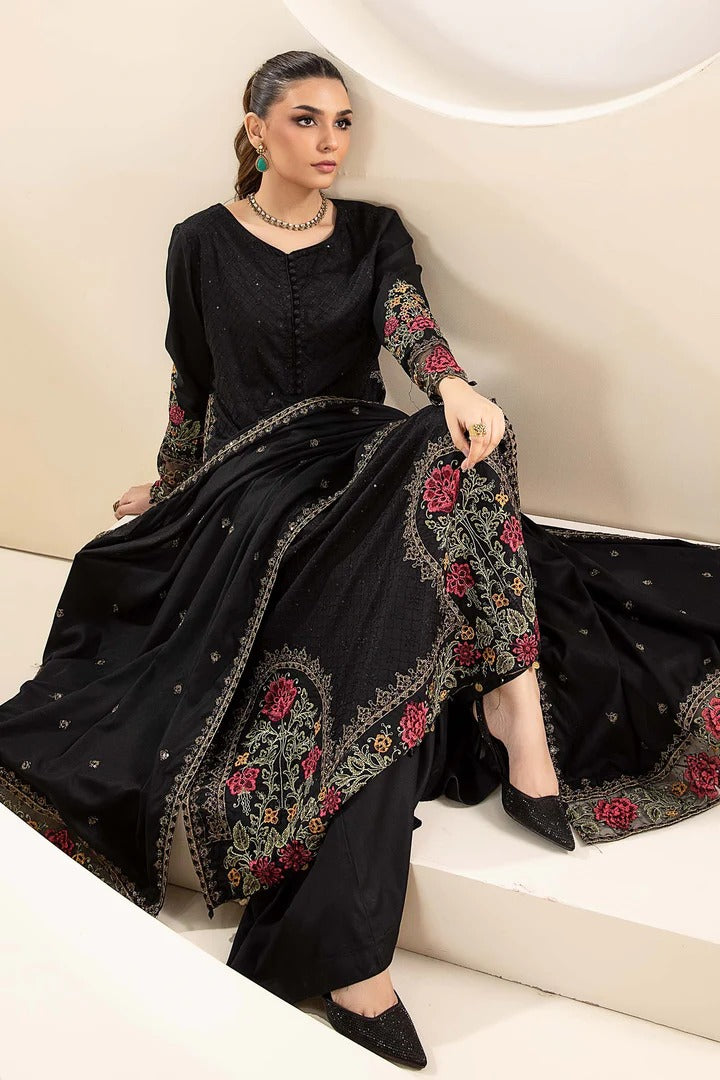Khaddar 3 Piece Sequin Embroidered Dress - 393