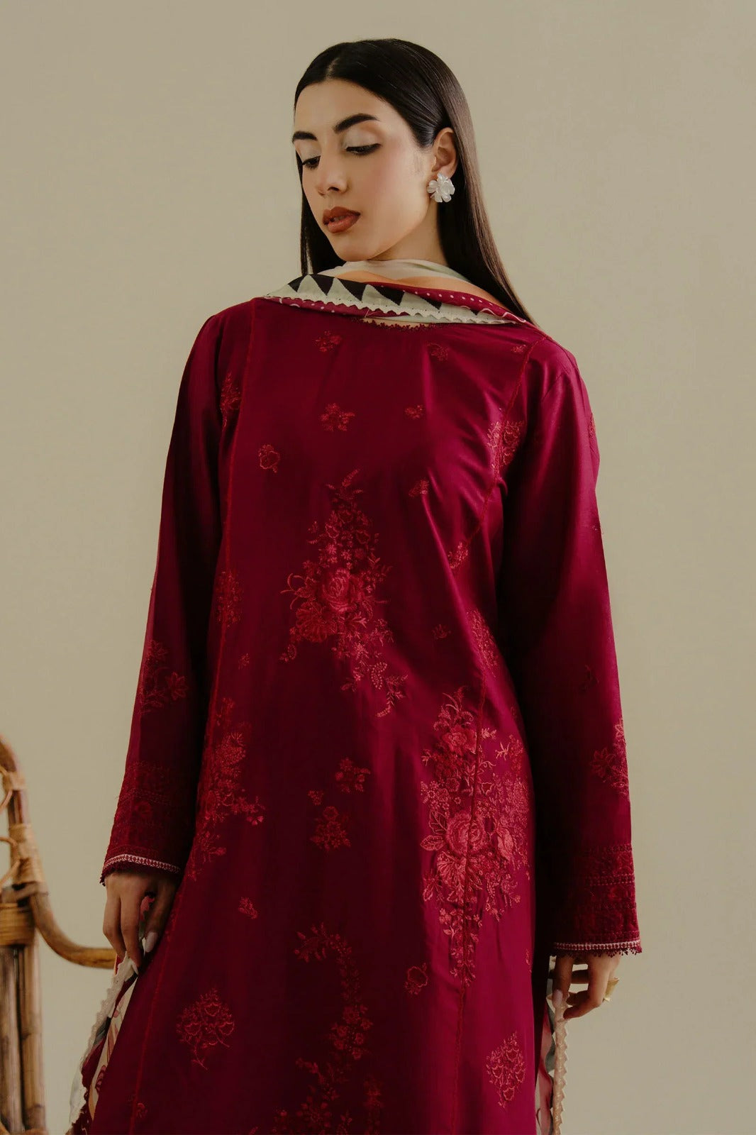 Dhanak 3 Piece Embroidered Dress - 419