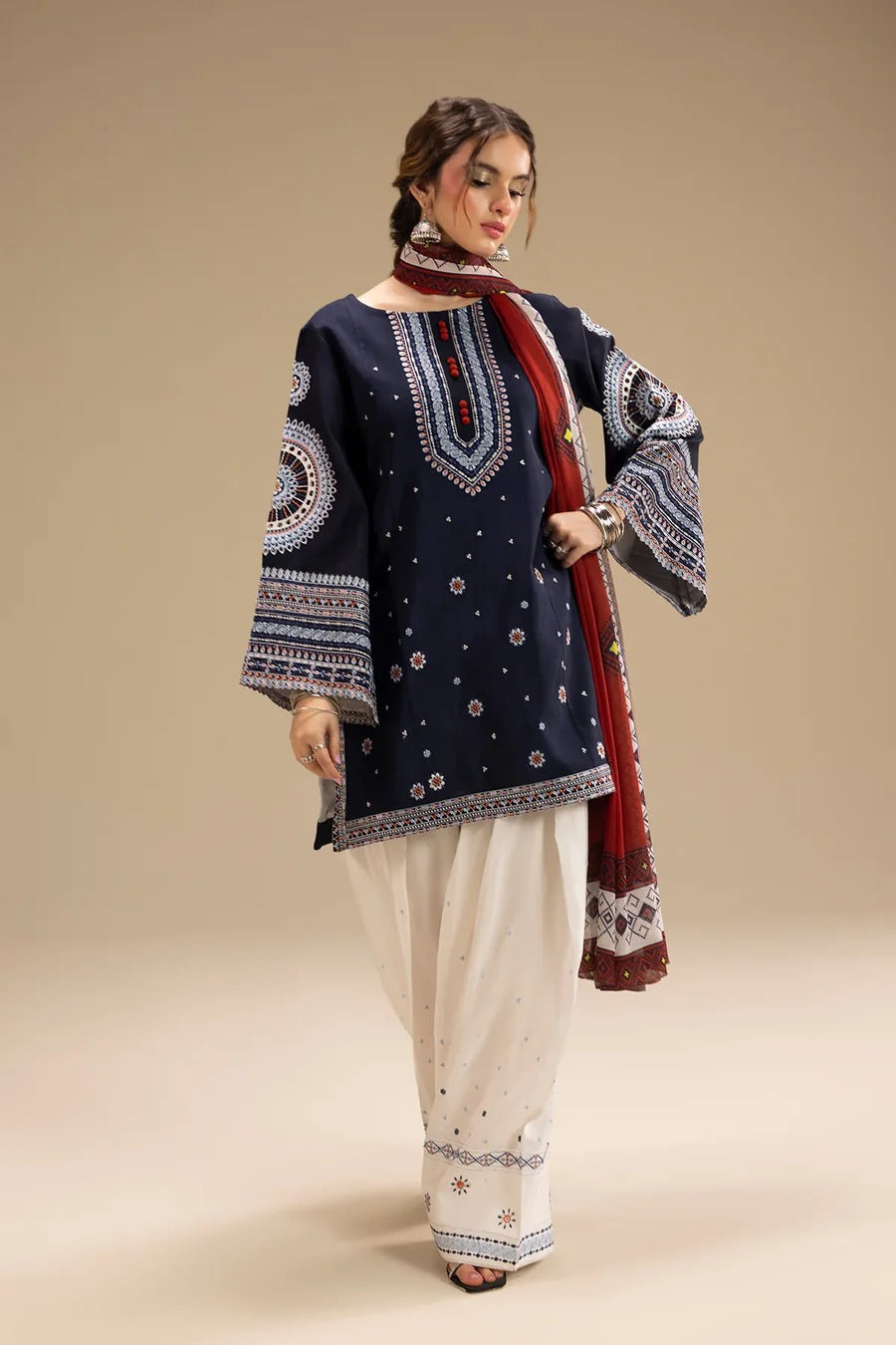 Lawn 3 Piece Embroidered Dress - 385