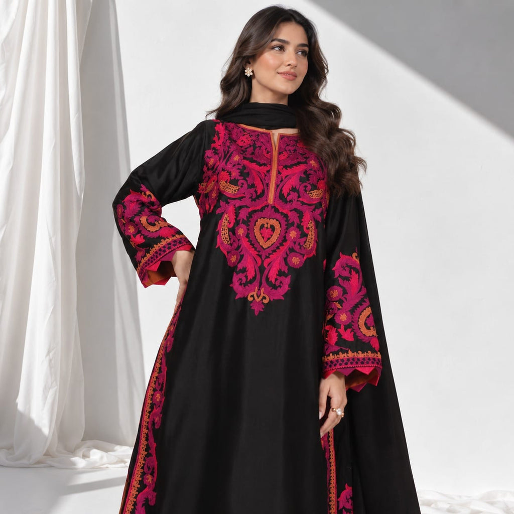 Winter Stitched 3PC Dhanak Embroidered Suit - TW 30