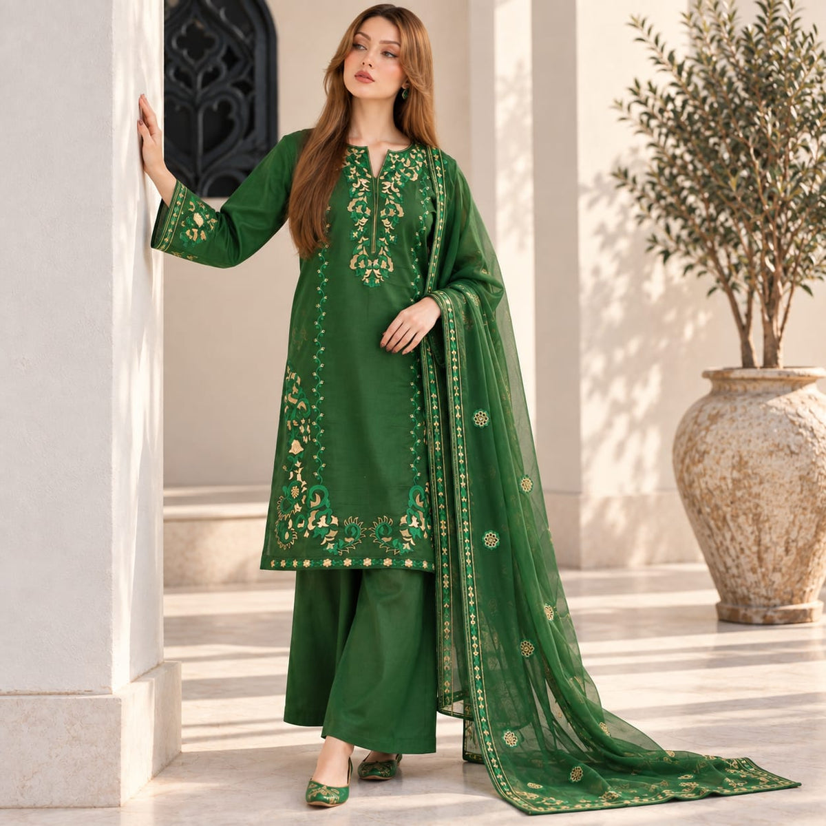 Summer Stitched 3PCs Embroidered Lawn Dress  - TS 18