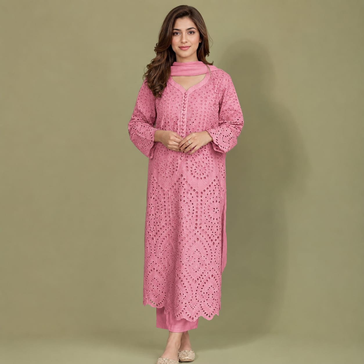 Summer Unstitched 3PCs Embroidered Lawn Dress   - 499