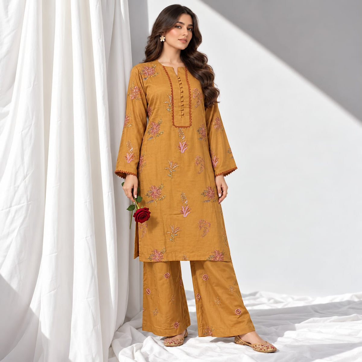 Stitched Winter Cotton 2 Piece Embroidered Dress - TW 32