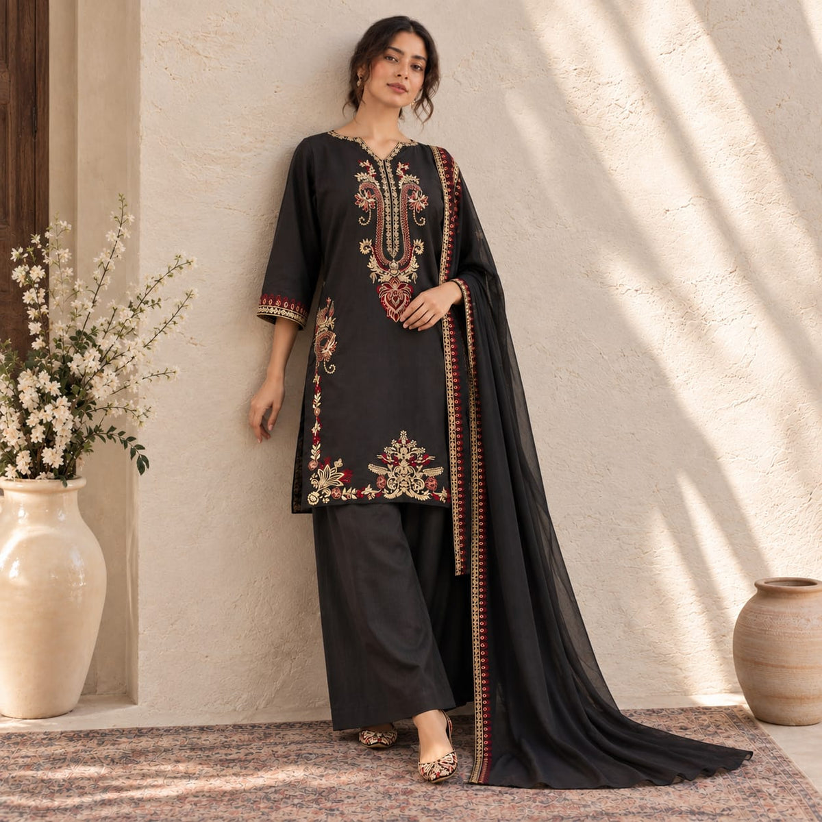 Summer Stitched 3 Piece Embroidered Lawn Dress - TS 01
