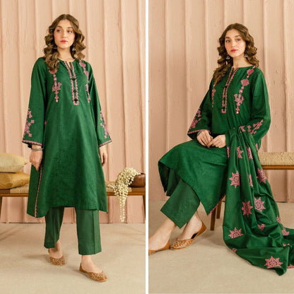 Summer Unstitched 3PCs Embroidered Lawn Dress With Lawn Dupatta  - 251