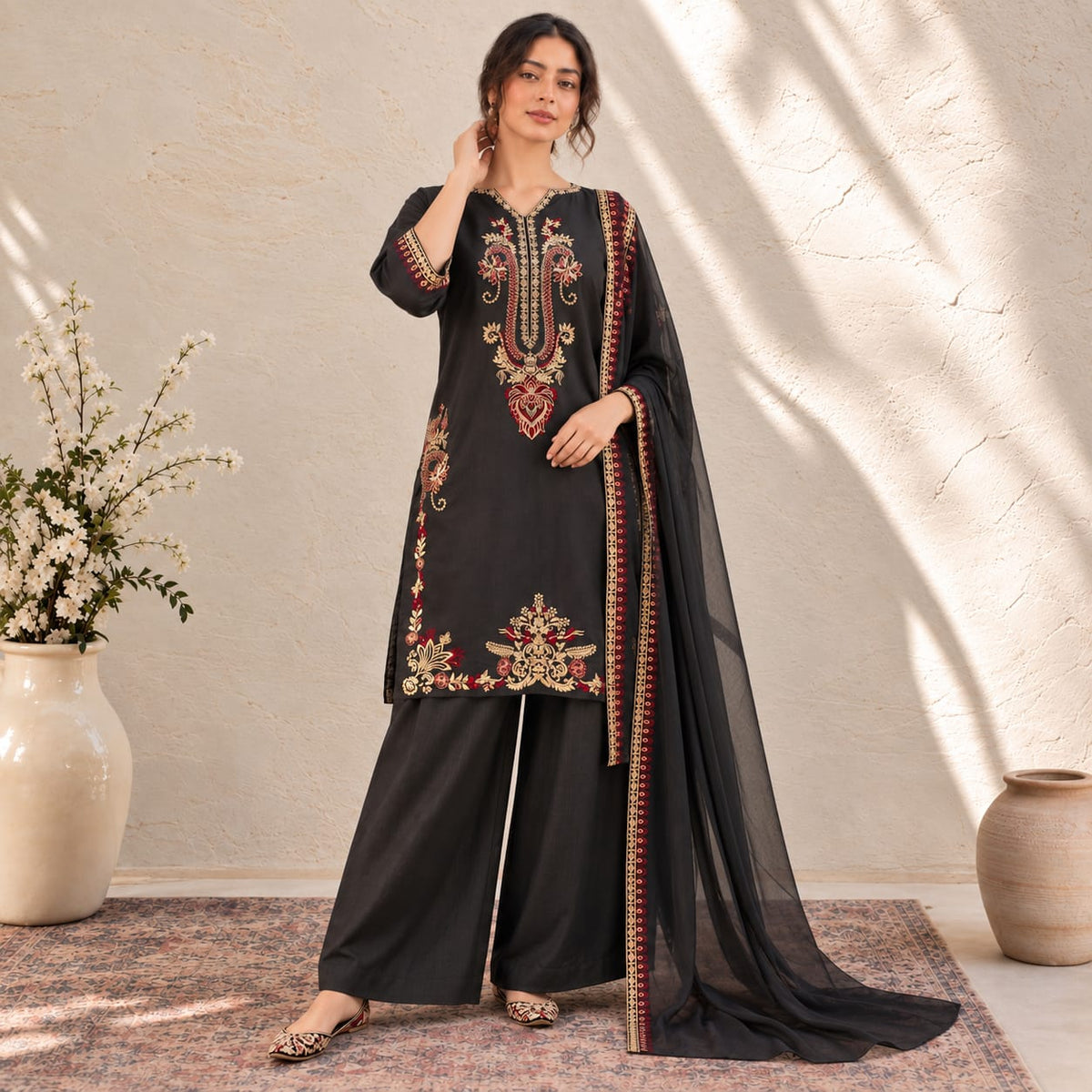 Summer Stitched 3 Piece Embroidered Lawn Dress - TS 01