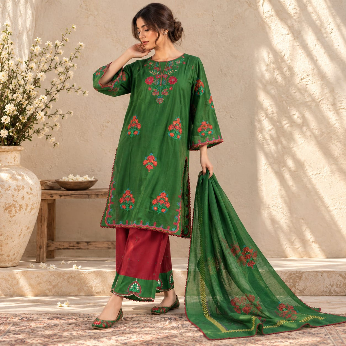 Summer Stitched 3PCs Embroidered Lawn Dress - TS 20