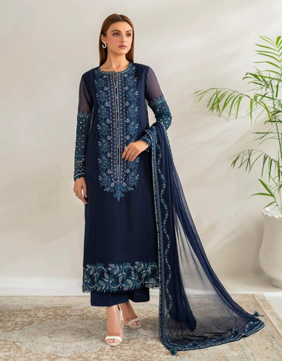 Summer Unstitched 3PCs Embroidered Lawn Dress With Manaar Dupatta   - 361